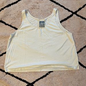 JUNGMAVEN Cropped Boxy Hemp Tank, washed white, size large